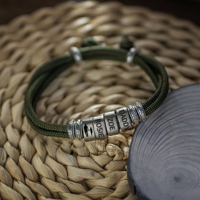 Custom Family Name Bracelet With Symbol Beads For Daddy Christmas Day Gifts