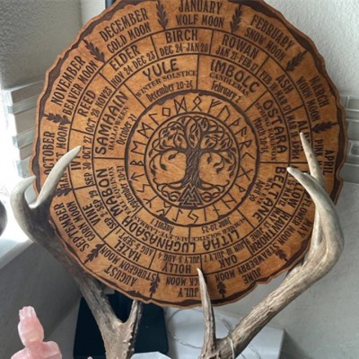 Wheel Of The Year Tree of Life Wooden Calendar Sign