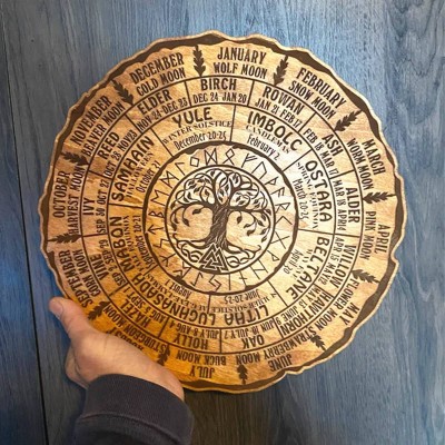 Wheel Of The Year Tree of Life Wooden Calendar Sign