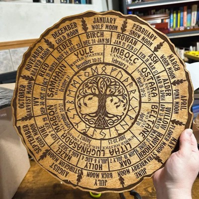 Wheel Of The Year Tree of Life Wooden Calendar Sign
