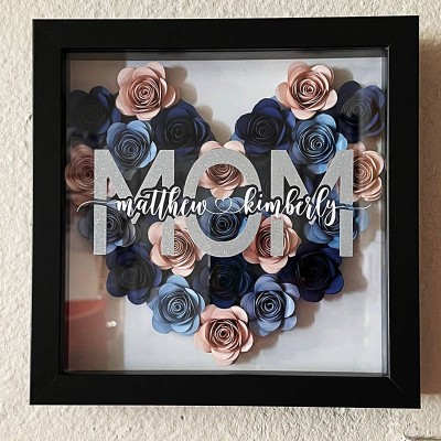 Personalised Mum Flower Shadow Box With Name For Mother's Day