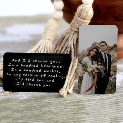 Personalised Metal Wallet Photo Card Love Note Anniversary Valentine's Day Gift