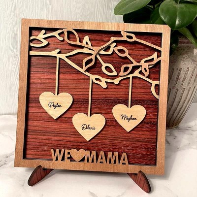 Family Tree Wood Frame Name Engraved Sign Personalised Home Decor Christmas Gift