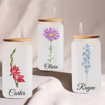 Personalised Birth Month Flower Tumbler For Her and Bridesmaid Bachelorette Party Gift