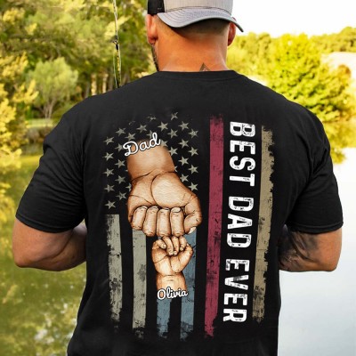 Personalised Best Dad Ever Fist Bump Shirt With Kids Name For Father's Day Gift Ideas