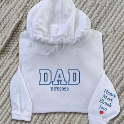 Custom Embroidered Dad Sweatshirt Hoodie with Kids Names For Father's Day Gift Ideas
