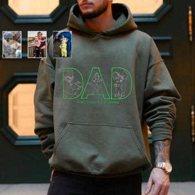 Personalised Embroidered Shirt with Photo Outline For Father's Day Gift