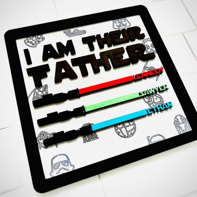 I Am Their Father Sign Personalised Kids Name Frame For Dad Father's Day