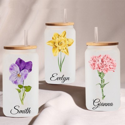 Personalised Birth Month Flower Tumbler For Her and Bridesmaid Bachelorette Party Gift