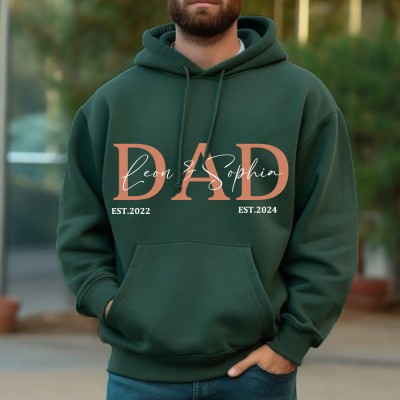 Personalised DAD Sweatshirt Shirt with Kid's Est Date and Names For Dad Pop Gift Ideas
