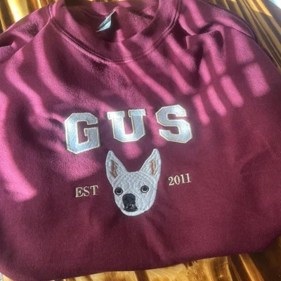 Personalised Embroidered Cat Dog Photo Sweatshirt Hoodie For Pet Lover Keepsake Gifts