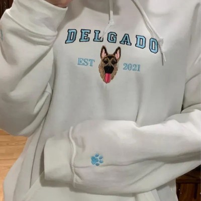 Personalised Embroidered Cat Dog Photo Sweatshirt Hoodie For Pet Lover Keepsake Gifts