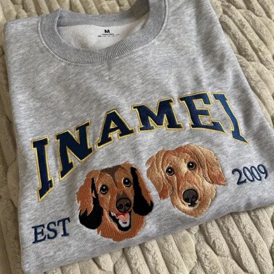 Personalised Embroidered Cat Dog Photo Sweatshirt Hoodie For Pet Lover Keepsake Gifts