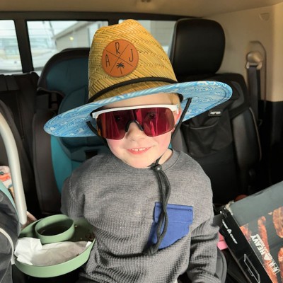 Personalised Leather Patch Straw Hat with Name For Toddler Child Adult
