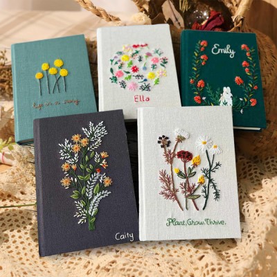 Custom Journal Embroidered Floral Notebook Keepsake Gift