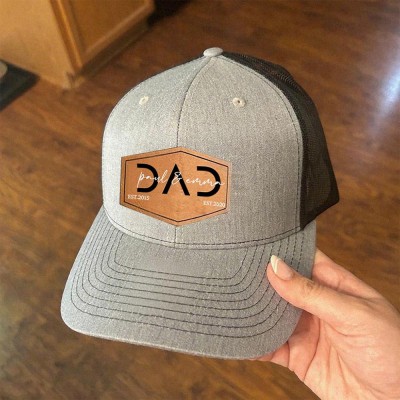 Personalised DAD Patch Hat with Custom Kids Names and Date For Gift Ideas