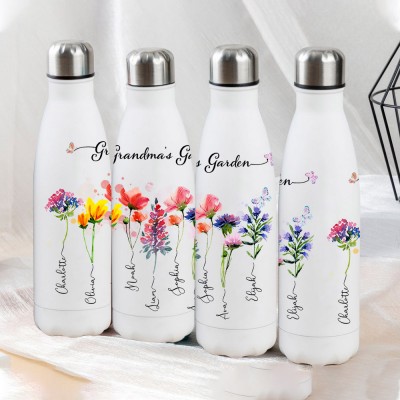 Personalised Grandma's Garden Tumbler With Grandkids Name and Birth Month Flower For Mother's Day