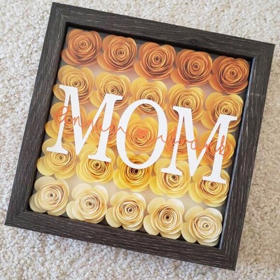 Personalised Mum Flower Shadow Box With Kids Name For Mother's Day Birthday