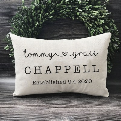 Personalised Established Date Couples Name Pillow Housewarming Anniversary Valentine's Day Gift