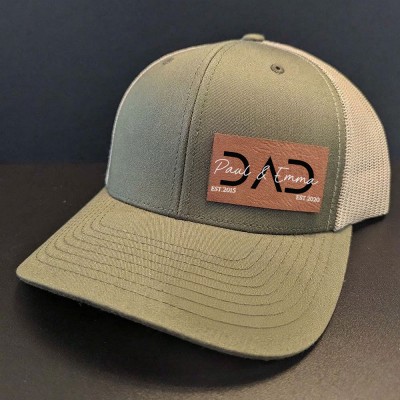 Personalised DAD Patch Hat with Custom Kids Names and Date For Gift Ideas
