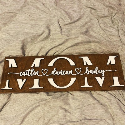 Custom Mum Wood Sign With Name Engraving For Mother's Day Birthday