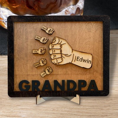 Personalized Dad and Kids Fist Bump With Name Frame Sign For Father's Day