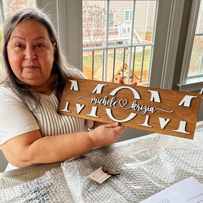 Custom Mum Wood Sign With Name Engraving For Mother's Day Birthday