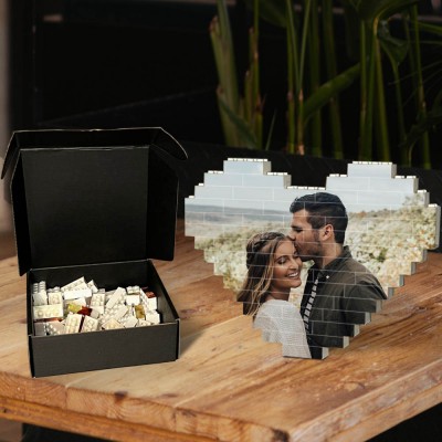 Personalised Heart Photo Block Puzzle Building Brick Anniversary Birthday Valentine's Day Gift Ideas