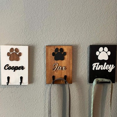 Personalised 3D Dog Paw Shiplap Leash Holder