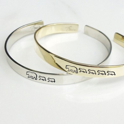Personalised Mama Bear Bracelet Cuff For Mum Grandma