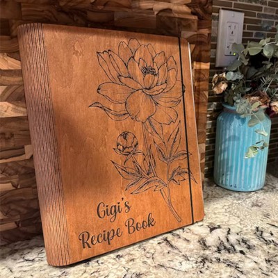 Personalised Family Wooden Gigi's Recipe Book For Mum Grandma Christmas Day Gift Ideas