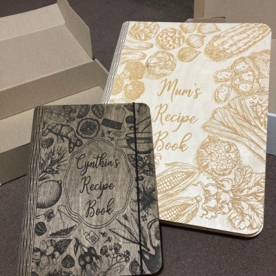 Personalised Family Wooden Recipe Book For Mum Grandma Christmas Day Gift Ideas