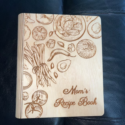 Personalised Family Wooden Mum's Recipe Book For Grandma Christmas Day Gift Ideas
