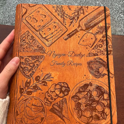 Custom Family Wooden Recipe Book For Mum Grandma Christmas Day Gift Ideas