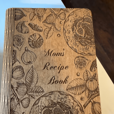 Custom Family Wooden Mum's Recipe Book For Grandma Christmas Day Gift Ideas