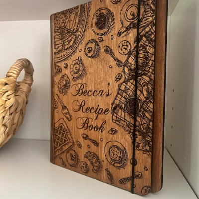 Personalised Family Wooden Recipe Book For Mum Grandma Christmas Day Gift Ideas