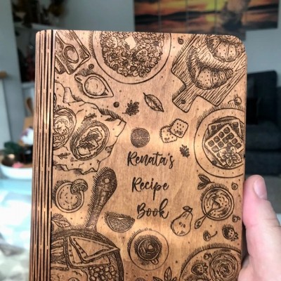 Personalised Family Wooden Recipe Book For Mum Grandma Christmas Day Gift Ideas
