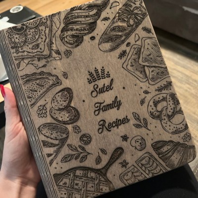 Personalised Family Wooden Recipe Book For Mum Grandma Christmas Day Gift Ideas