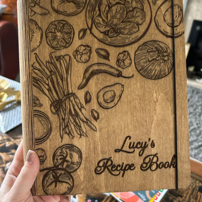 Personalised Family Wooden Recipe Book For Mum Grandma Christmas Day Gift Ideas