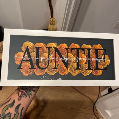 Custom Auntie Flower Shadow Box With Kids Name For Mum Grandma Mother's Day Gift Ideas