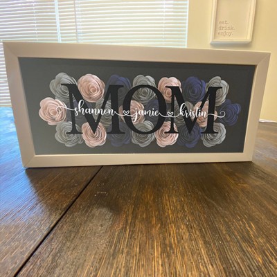 Custom Mum Flower Shadow Box With Kids Name For Grandma Mother's Day Gift Ideas
