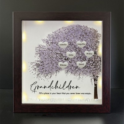 Personalised Family Tree Grandchildren Name Red Oak Frame Home Decor For Grandma