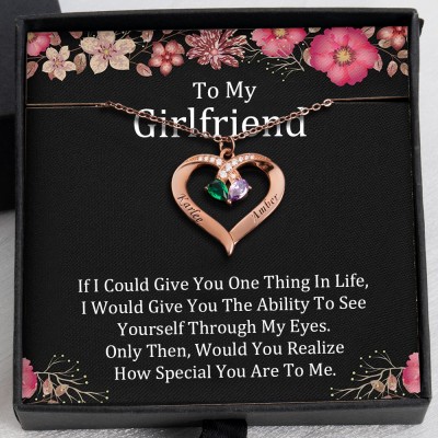 To My Girlfriend Necklace Personalised Heart Gift Ideas With Her and Him Name For Valentine's Day