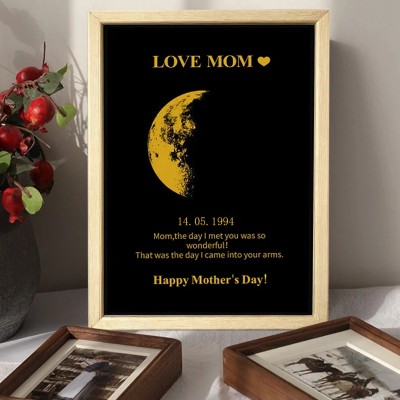 Custom Moon Phase Photo Wood Sign Warm Gift For Mother's Day