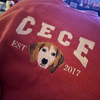 Personalised Dog Face Embroidered Sweatshirt Varsity Style For Pet Lover Gifts