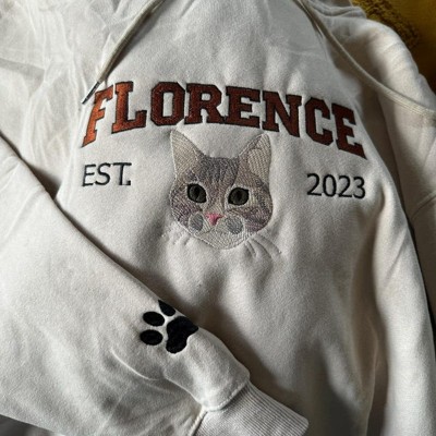 Personalised Cat Face Embroidered Sweatshirt Varsity Style For Pet Lover Gifts