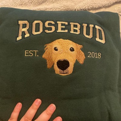 Personalised Dog Face Embroidered Sweatshirt Varsity Style For Pet Lover Gifts