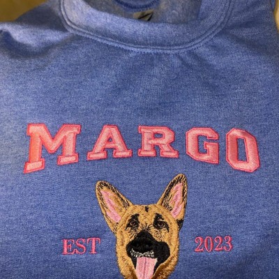 Personalised Dog Face Embroidered Sweatshirt Varsity Style For Pet Lover Gifts