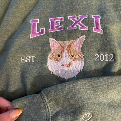 Personalised Dog Face Embroidered Sweatshirt Varsity Style For Pet Lover Gifts