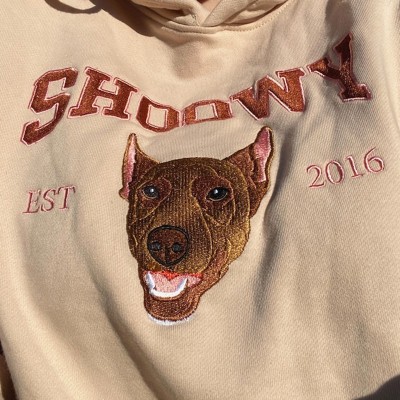 Personalised Dog Face Embroidered Sweatshirt Varsity Style For Pet Lover Gifts
